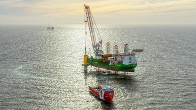 Offshore wind farm Hollandse Kust Noord, run by the joint venture CrossWind, under construction