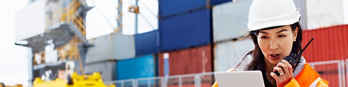 Female worker in the docks.