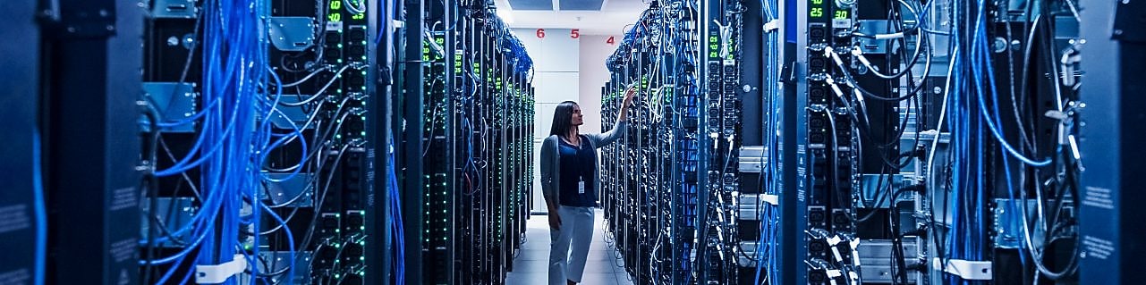 Woman in server room