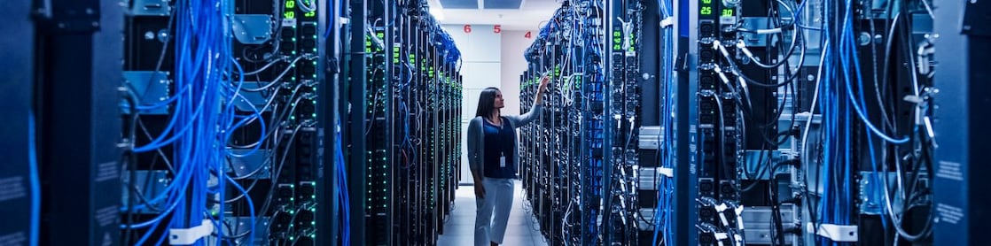 Woman in server room