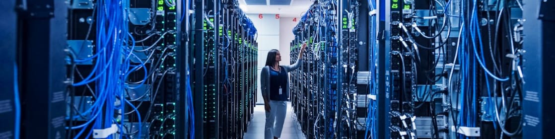 Woman in server room