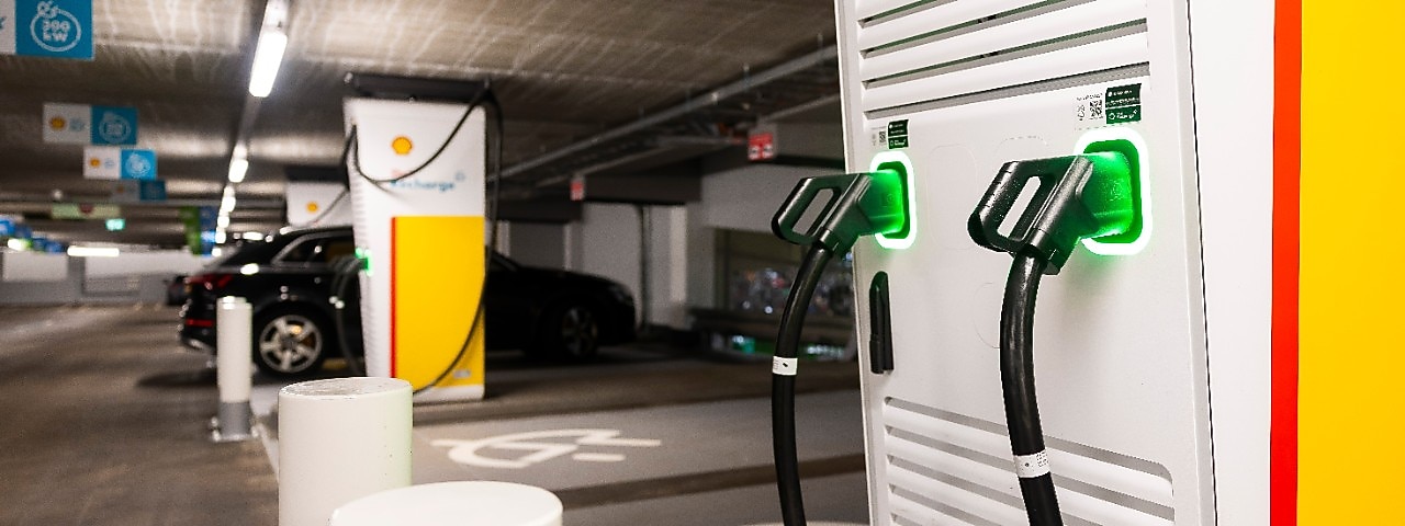 Shell-laadpunt in Q-park-garage