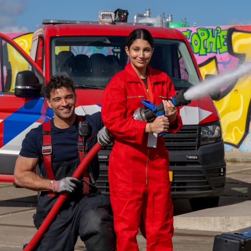 Girls' Day Pernis, 14 april 2026. Bij de bedrijfsbrandweer (Foto: Adriaan Schep)