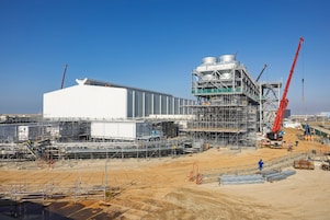 Waterstof. De Holland Hydrogen 1 op de Tweede Maasvlakte in aanbouw. Creditvermelding "Shell/Eric van Vuuren" verplicht bij publicatie. Beeld mag alleen voor redactionele doeleinden worden gebruikt.