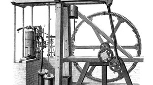 Grafische weergave van een stoommachine-ontwerp (Beeld: Getty Images)