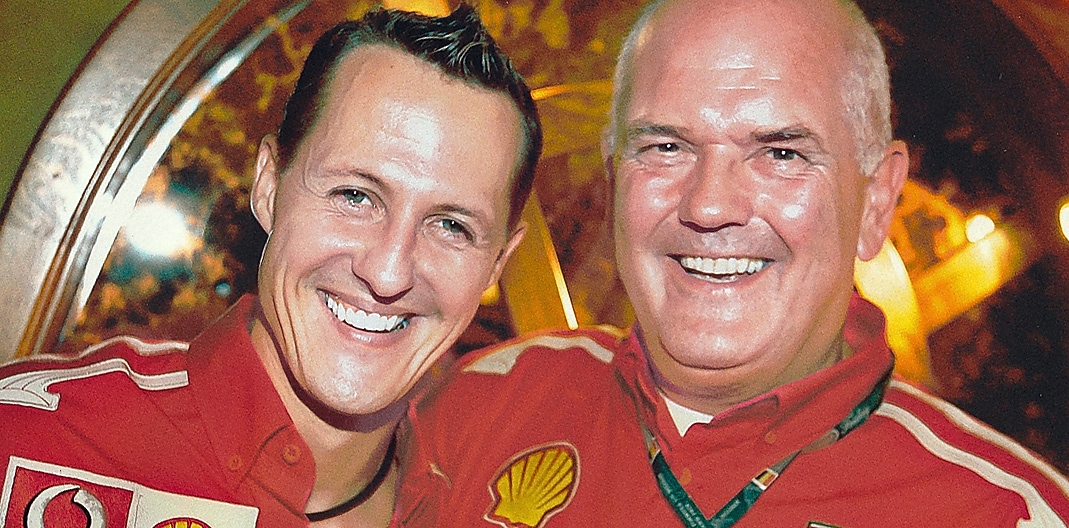 Mister Ferrari René Kroll (rechts) en Michael Schumacher (Foto met dank aan René Kroll)