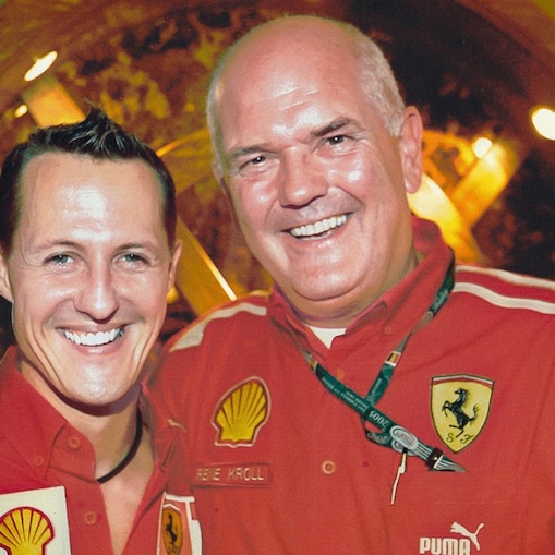 Mister Ferrari René Kroll (rechts) en Michael Schumacher (Foto met dank aan René Kroll)