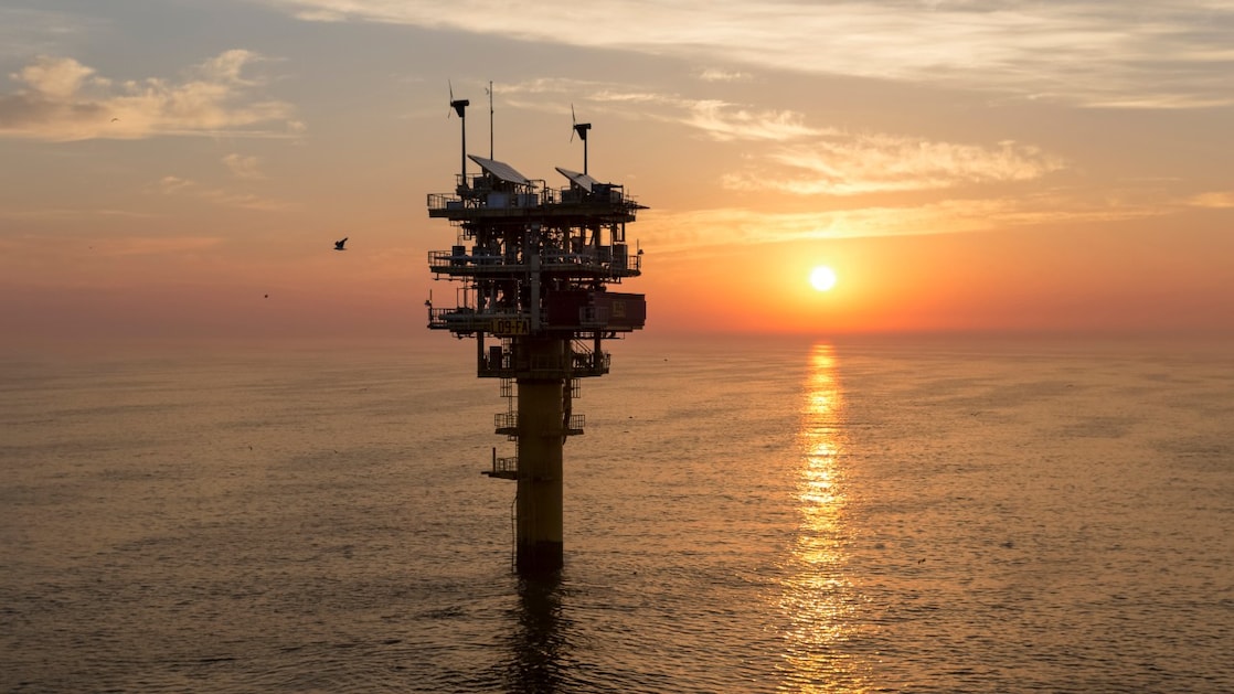Een monopile in de Noordzee (Foto: Tanja Engelberts)