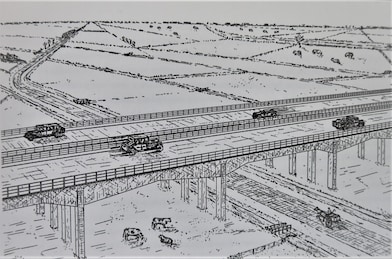 Een snelweg op palen uit Vrij baan voor de toekomst