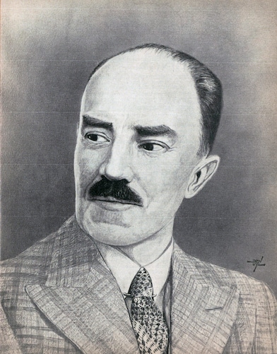 De heer Caviët, directeur van het Shell-laboratorium in Amsterdam tijdens de oorlogsjaren. Portret uit 1945. Kunstenaar onbekend.