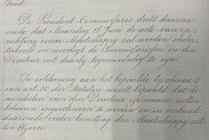 Oprichtingsdocument van het begin van Shell in Nederland op 16 juni 1890 (Foto: Shell Historical Archive & Heritage)