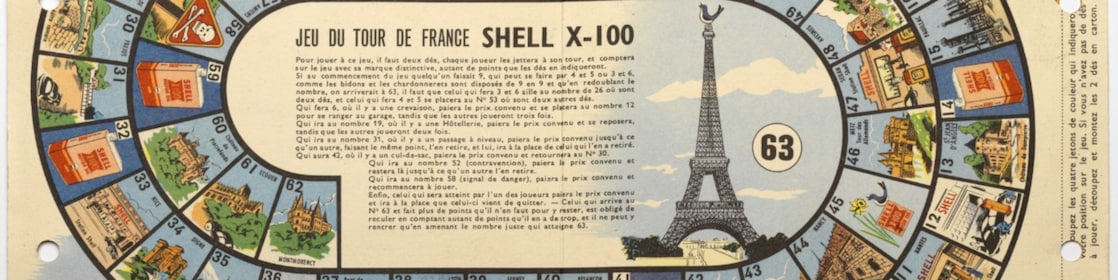 Het Tour de Shell-ganzenbord (Beeld: Shell Historical Heritage & Archive)