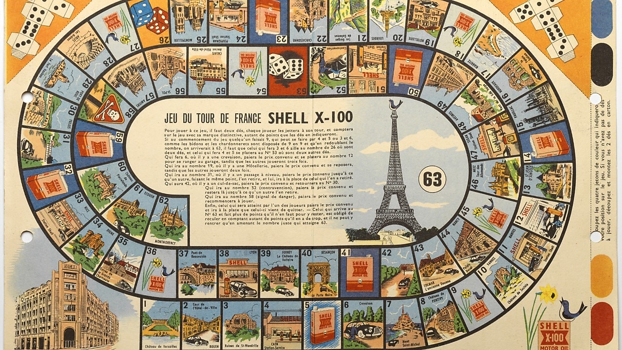 Het Tour de Shell-ganzenbord (Beeld: Shell Historical Heritage & Archive)