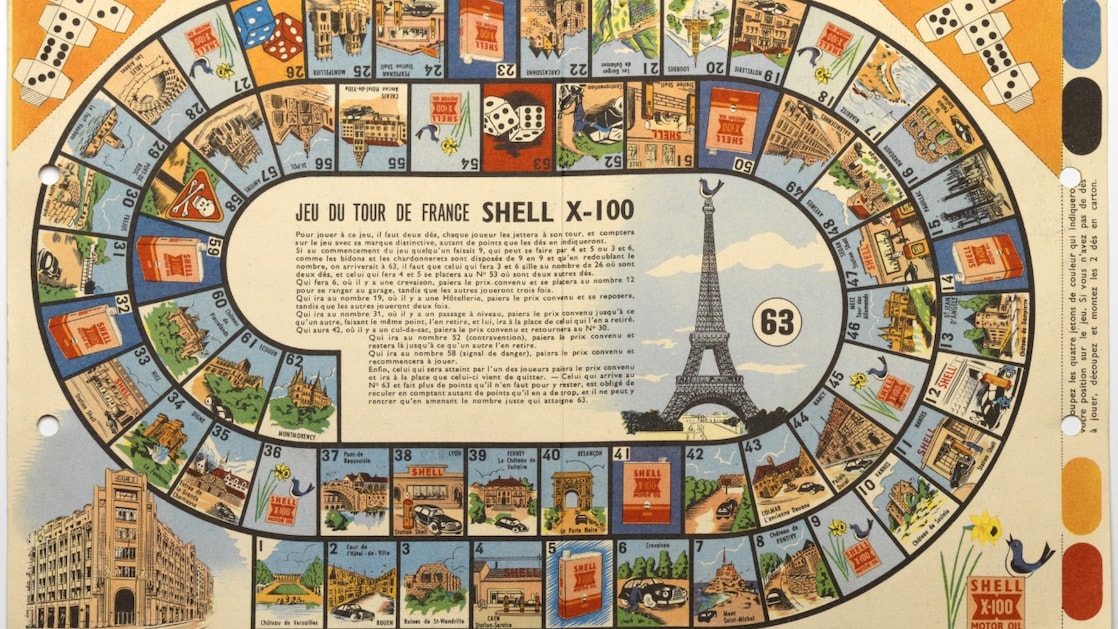 Het Tour de Shell-ganzenbord (Beeld: Shell Historical Heritage & Archive)