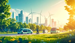 Met Adobe Firefly AI-gegenereerd beeld van een stad in 2040