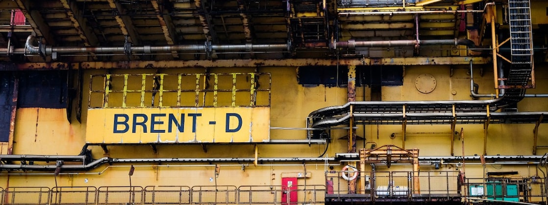 Close-up of the Brent Delta Topside on the Iron Lady barge at Able UK quayside Hartlepool, North east England for dismantling and recycling, 02 May 2017 (Photo: Ian Forsyth)