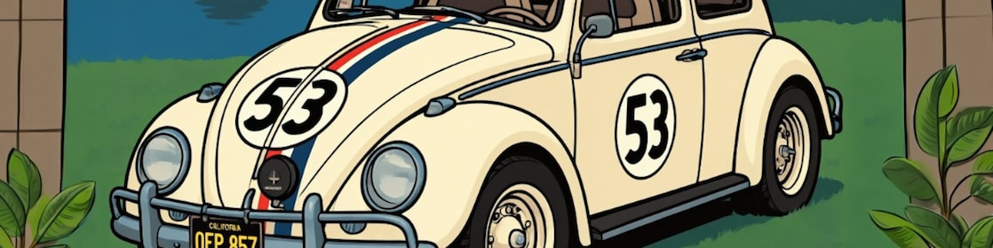 AI-rendering van Herbie, gebaseerd op een foto in het publieke domein