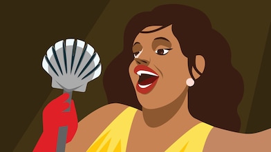 Jazzzangeres met Shell-microfoon