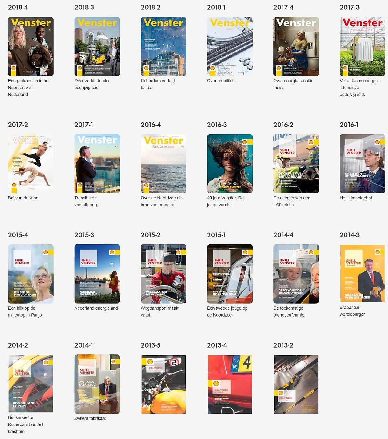 Shell Venster Magazine 2013 - 2018