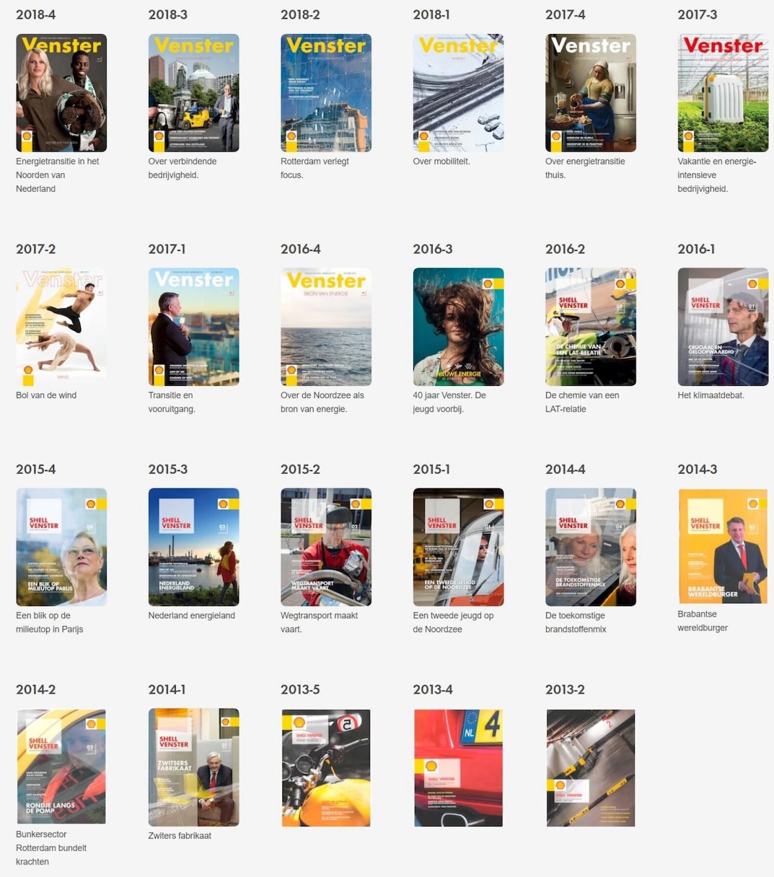 Shell Venster Magazine 2013 - 2018