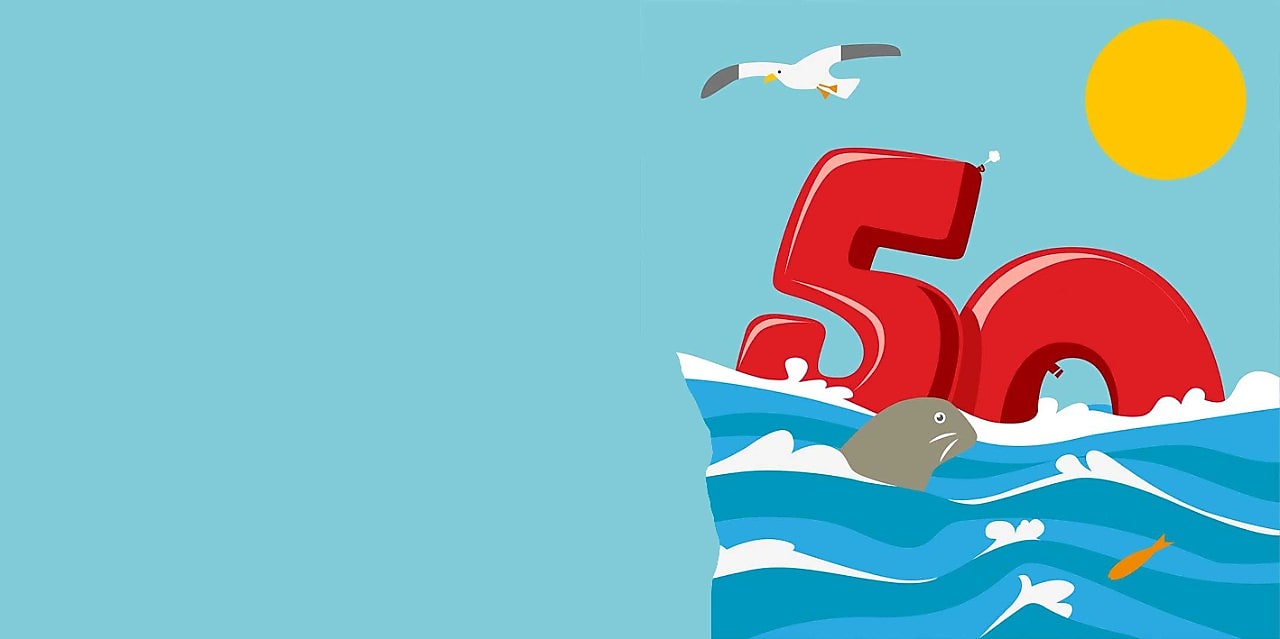 Het getal 50 in zonnebrand (Beeld: Jelle Hoogendam)