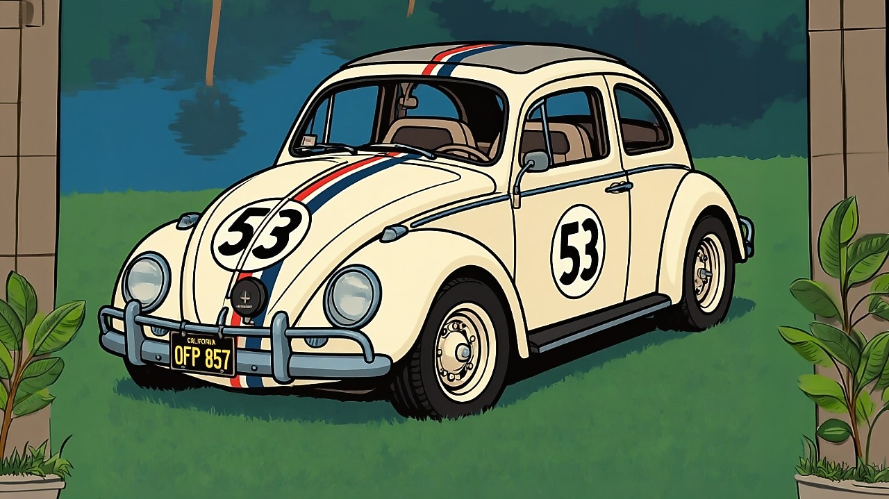 AI-rendering van Herbie, gebaseerd op een foto in het publieke domein