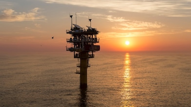 Een monopile in de Noordzee (Foto: Tanja Engelberts)