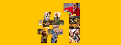 #1 met gele achtergrondkleur en in het getal beelden van toepassingen van smeermiddelen