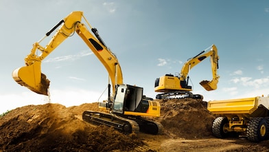 Bulldozers op een bouwplaats