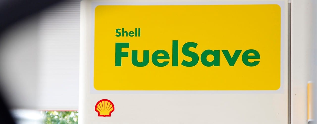 Shell FuelSave-bord op een pompstation