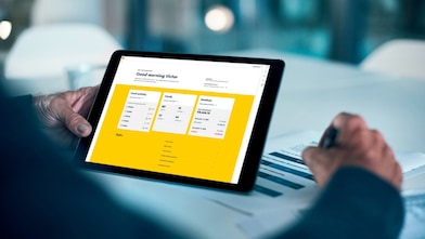 Tablet met geel scherm