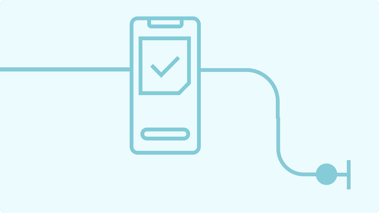 Smartphone met vinkje icoon