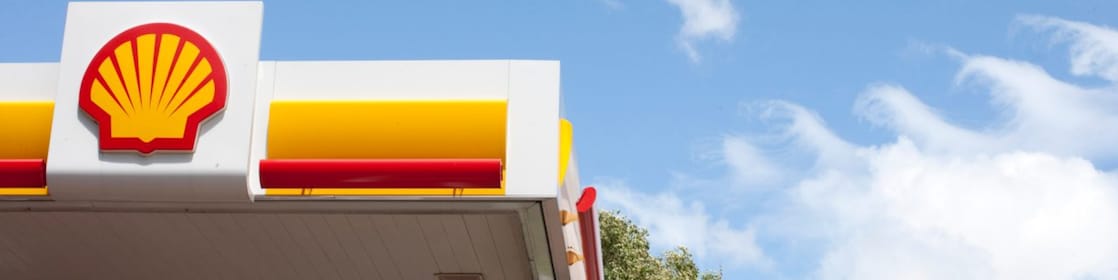 Retail station with blue sky
