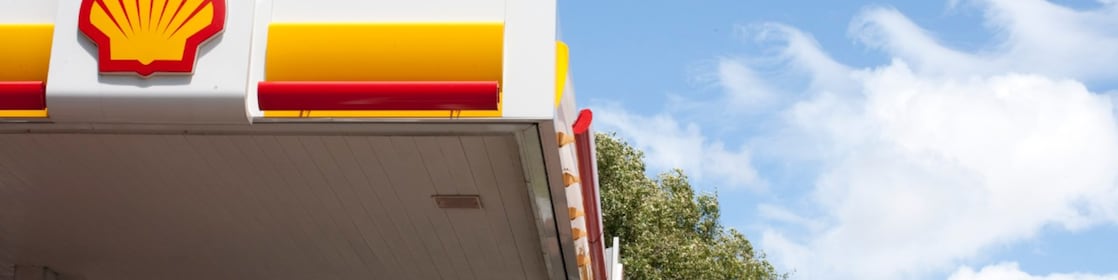 Retail station with blue sky